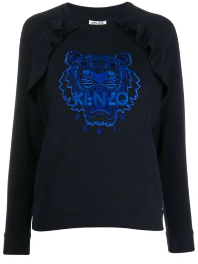 Kenzo Embroidered Logo Top In 76 Blue