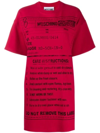 Moschino Care Instructions T-shirt Dress In Red