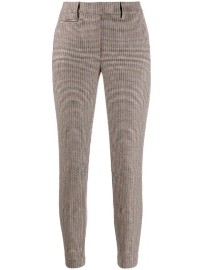 Dondup Check Print Skinny Trousers In Neutrals