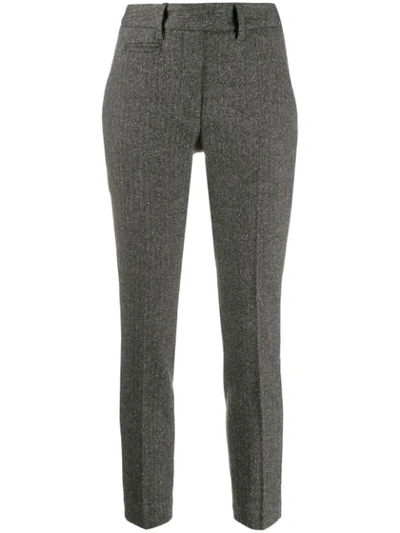 Dondup Striped Cropped Trousers In Grey
