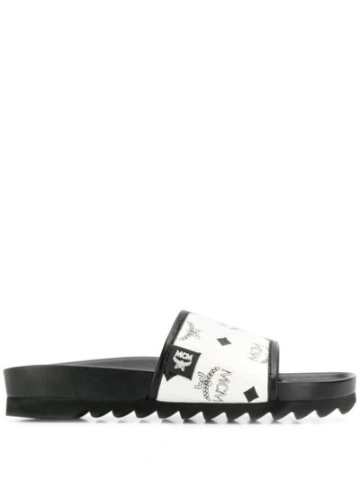 Mcm Women's Slides In Visetos In White