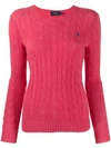 Polo Ralph Lauren Cable Knit Long Sleeve Jumper In Red
