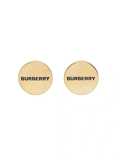 Burberry Logo-engraved Gold-plated Cufflinks In Light Gold