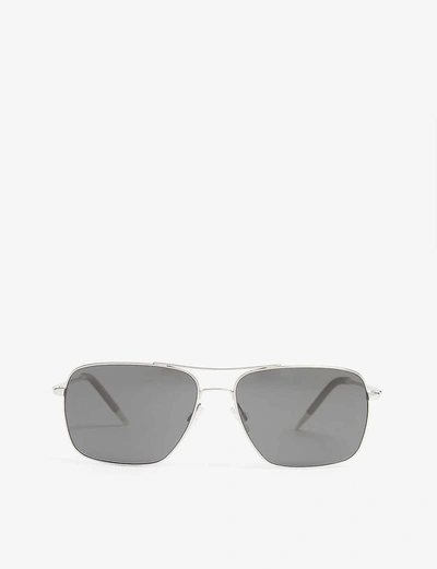 Oliver Peoples Clifton Brow Bar Square Sunglasses, 58mm In Silver