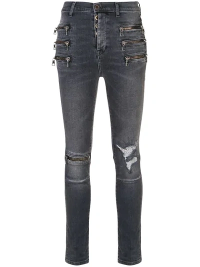 Ben Taverniti Unravel Project Unravel Project High Waist Distressed Skinny Jeans In Black