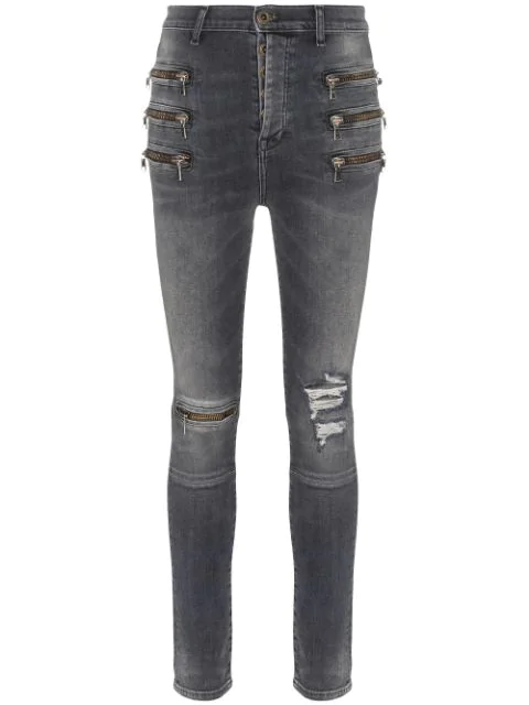 black high waisted distressed skinny jeans