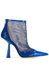 Jimmy Choo Kix 100 High Heels Ankle Boots In Blue Leather