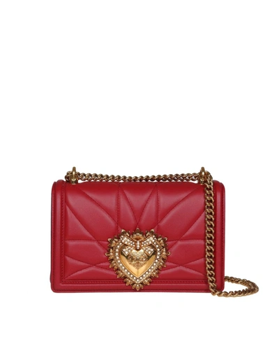 Dolce & Gabbana Devotion Medium Quilted Crossbody Bag In Red