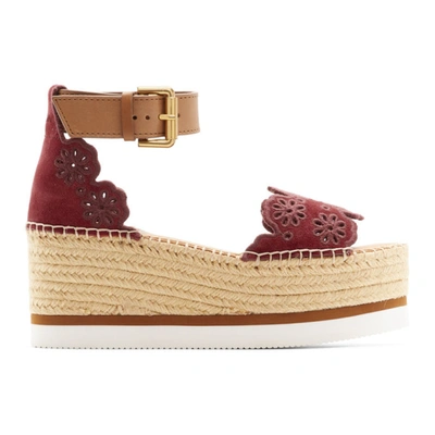 See By Chloé See By Chloe Burgundy Glyn Kiara Espadrille Sandals In Nisida Sued