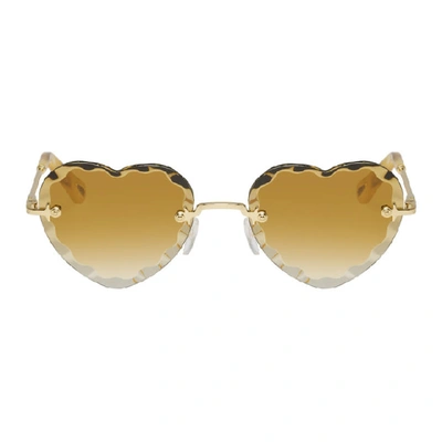 Chloé Chloe Gold Rosie Sunglasses In 837 Brick