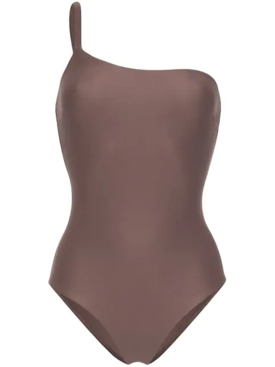 Matteau Clove One-shoulder Swimsuit In Brown