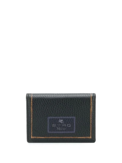 Etro Logo Print Wallet In 0001 Black
