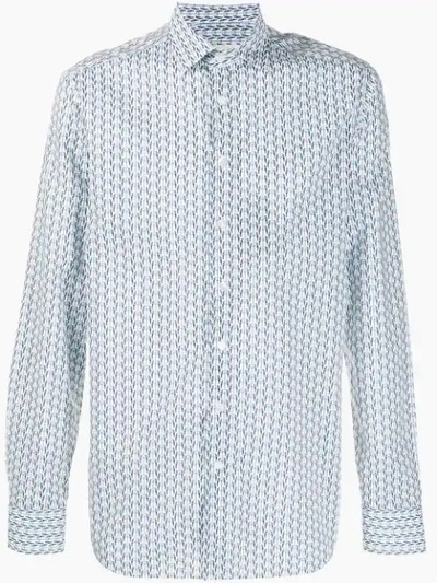 Etro Bird Print Long Sleeve Shirt In White