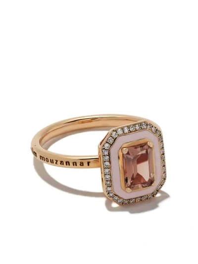 Selim Mouzannar 18kt Pink Gold Diamond Ring In Pink Gold Light Pink Enamel