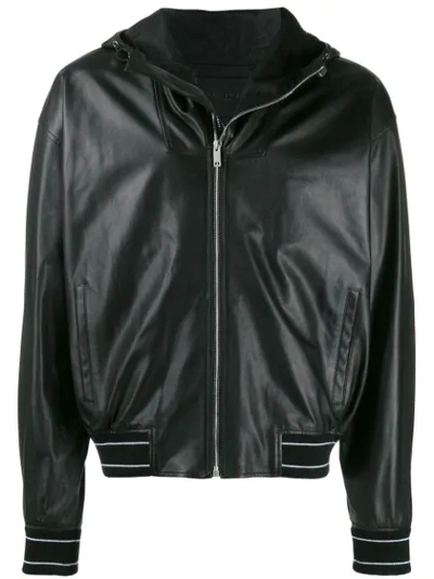 Givenchy Leather Windbreaker In Black