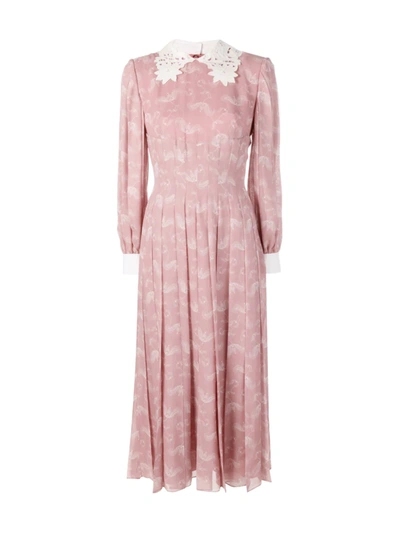 Fendi Pleated Longsleeved Dress In Pink