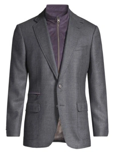 Robert Graham Men's Classic-fit Downhill Woven Wool & Cashmere Single-breasted Blazer In Steel
