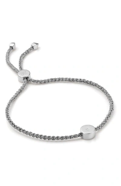 Monica Vinader Linear Solo Diamond Friendship Bracelet In Silver/ Metallica