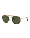 Ray Ban Ray-ban Unisex Brow Bar Aviator Sunglasses, 52mm In Gold/green Solid