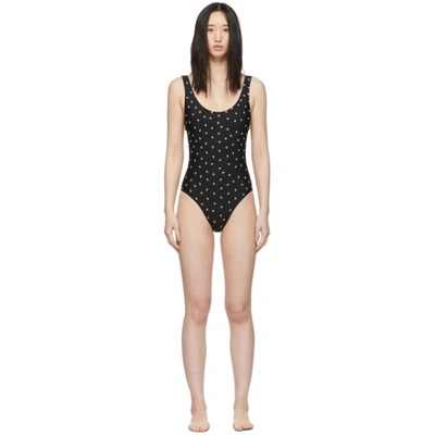 Solid & Striped Solid And Striped Black Floral Embroidery The Anne-marie One-piece Swimsuit In 1955 Blkgre
