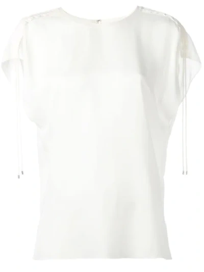 Theory Drawstring Sleeve Detailing T-shirt In White