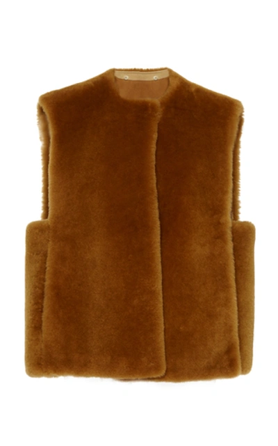 Boontheshop Collection Shearling Vest In Gold