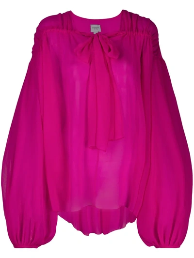 Giambattista Valli Pussy-bow Silk-chiffon Blouse In Pink