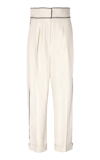 Peter Pilotto Textured Stretch High Waist Trousers In Neutral