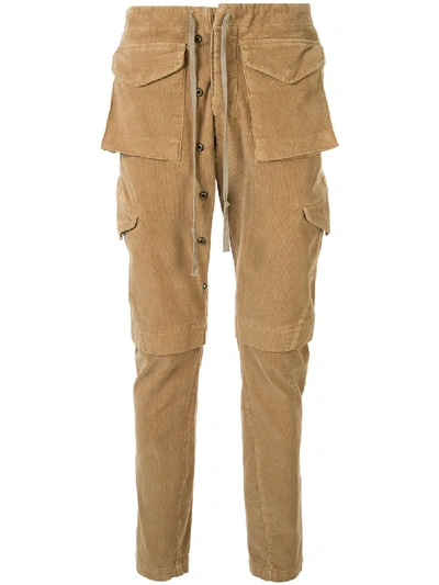 Greg Lauren Straight-leg Canvas Cargo Trousers In Brown