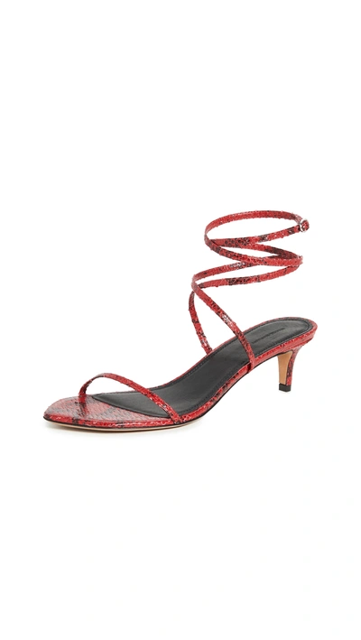 Isabel Marant Aridee Snake-effect Leather Sandals In Red