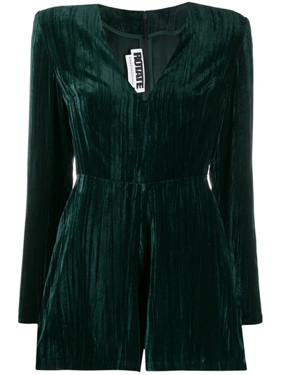 Rotate Birger Christensen Adelina Velvet Playsuit In Green