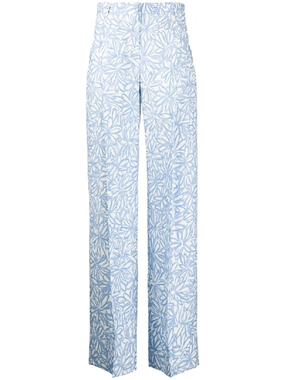 Jacquemus Le Pantalon Loya Floral Wide-leg Trousers In Print Blue Flowers