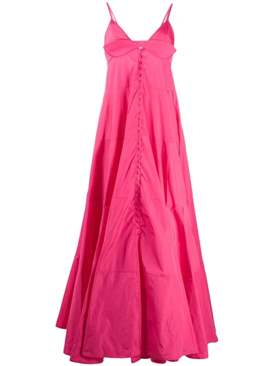 Jacquemus Manosque Tiered Taffeta Maxi Dress In Pink