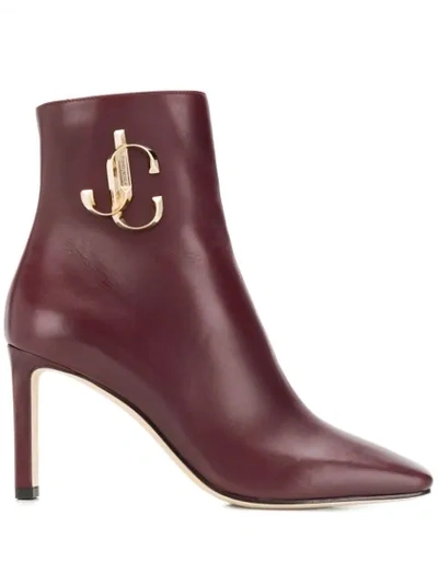 Jimmy Choo Minori 65 Calf Leather Ankle Boots In Red