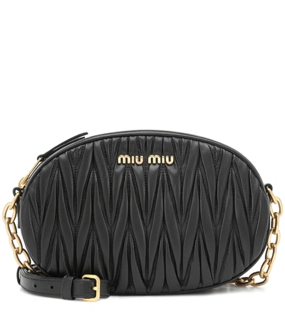 Miu Miu Matelassé Leather Shoulder Bag In Black