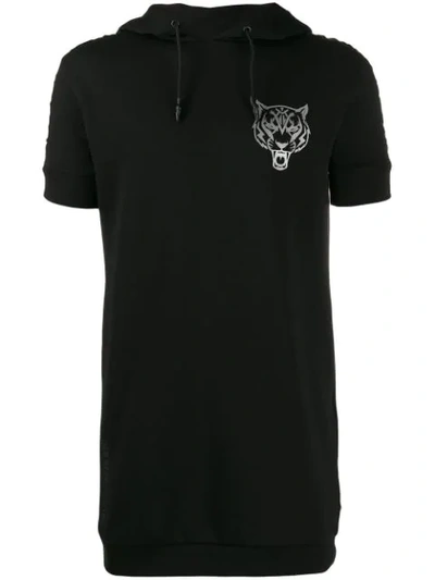 Plein Sport Short-sleeve Hoodie In Black