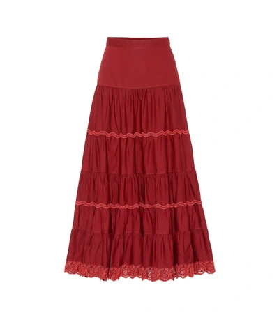 Ulla Johnson Embroidered Flared Skirt In Bordeaux