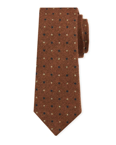 Brunello Cucinelli Men's Dotted Wool Tie In Brown