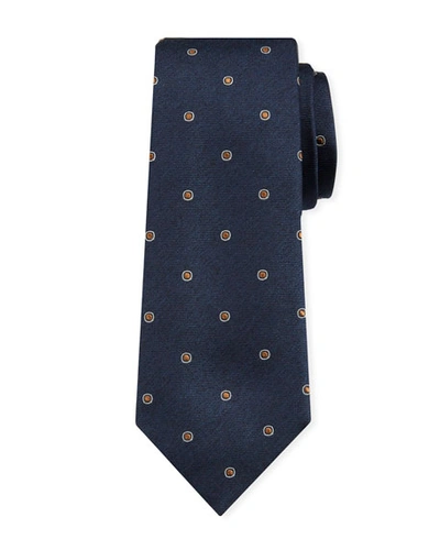 Brunello Cucinelli Men's Dotted Silk Tie In Navy