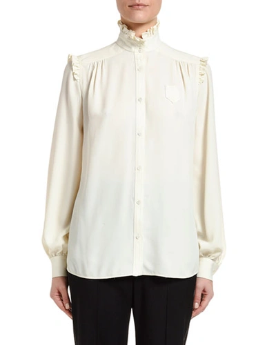 N°21 High-neck Button-down Blouse In Cream