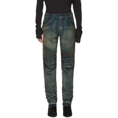 Balmain Biker Jeans In Blue