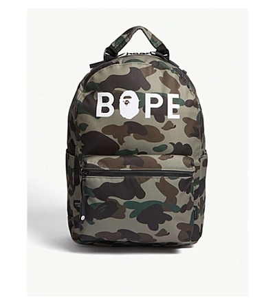 A Bathing Ape Camouflage Logo Backpack In Green