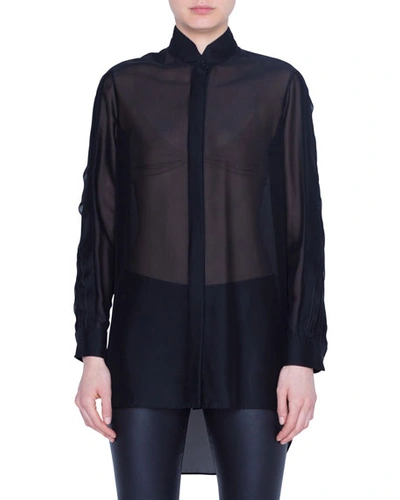 Akris Punto Semisheer Button-front Shirt In Black