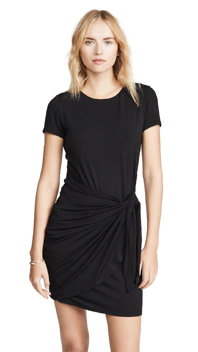 Bailey44 Abby Short-sleeve Side-tie Short Dress In Black