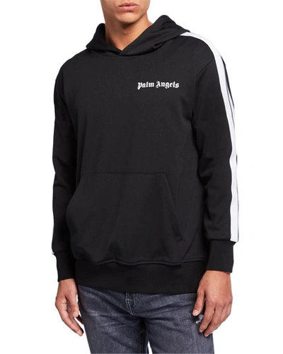 Palm Angels Men's Logo-embroidered Track Hoodie In Black/white