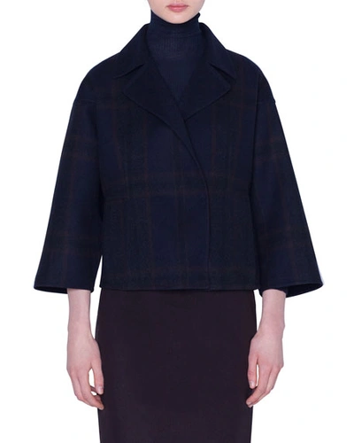 Akris Cashmere Snap-front Short Jacket In Navy