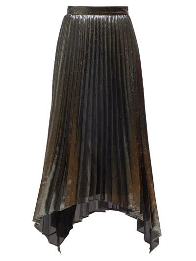 Altuzarra Lame Plisse Pleated Handkerchief Skirt In Anthracite