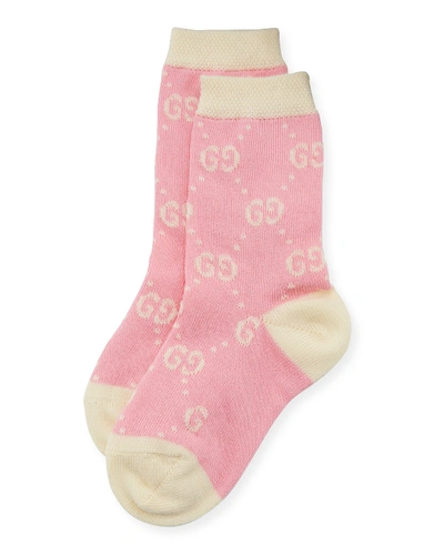 Gucci Babies' Short Gg-print Socks, Size 1m-4 In Blue/red