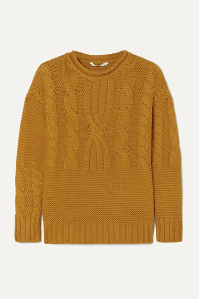 Agnona Cable-knit Cashmere Sweater In Mustard