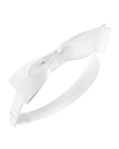 L Erickson Bermuda Bow Silk Headband In White